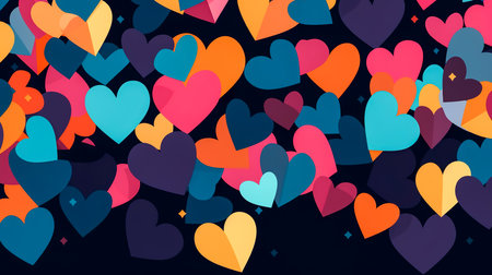 Abstract background with colorful hearts, decorative small hearts.の素材