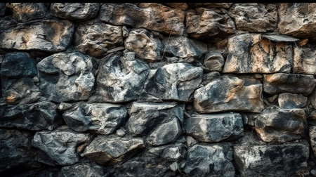 Pattern gray color modern style design decorative uneven cracks real stone wall surface with cement.の素材