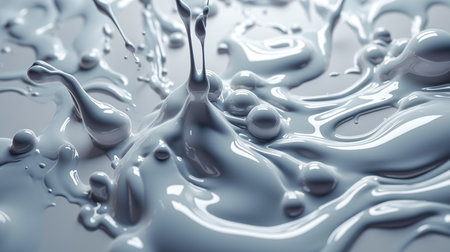 Splashes of white paint close-up, drops of paint.の素材