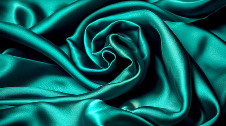 Smooth elegant dark green silk fabric texture can be used as an abstract background. Luxurious design.の素材