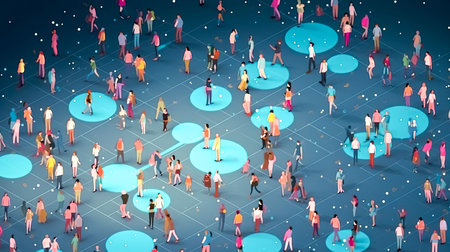 Professional society isometric background with people of different professions and jobs.の素材