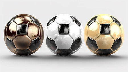 Soccer balls on a white background isolated, Sports equipment concept.の素材