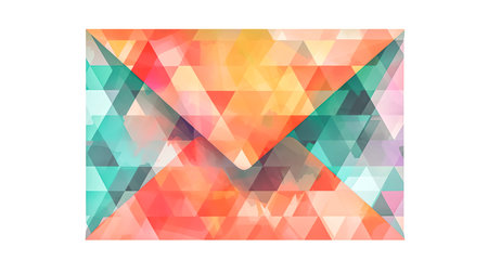 Envelope from a gradient of different colors on a white background, flat design.の素材