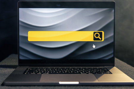 Laptop with internet browser search bar on screen.の写真素材