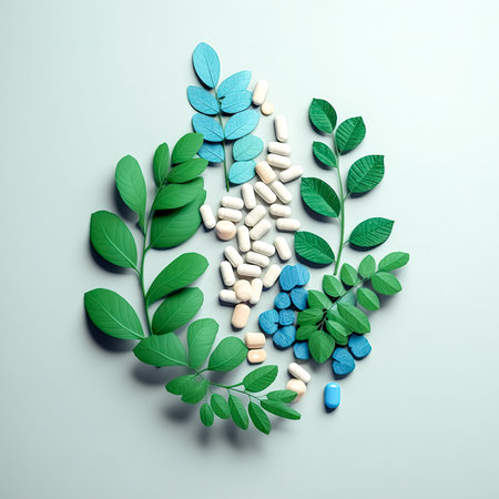 Homeopathic treatment and phytotherapy concept, generative AI.の素材