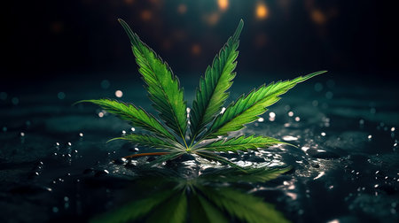 Close up, marijuana texture leaf, generative AI.の素材