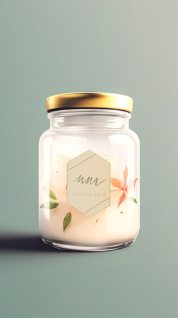 Skin care product in a glass jar, beauty concept, generative AI.の素材