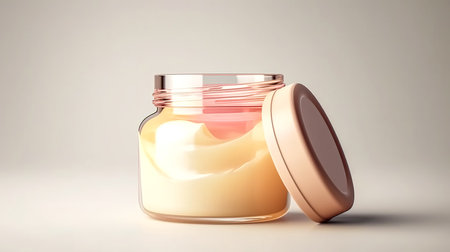 Skin care product in a glass jar, beauty concept, generative AI.の素材