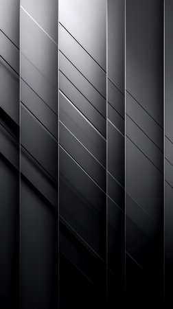 Dark grey banner with geometric shapes, lines, stripes, generative AI.の素材