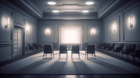 Hall with chairs, the concept of business meetings, generative AI.の素材