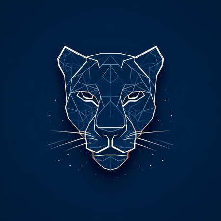 Panther head face logo, design icon, generative AI.の素材