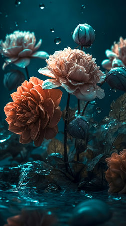 Flower arrangement, flowers made of artificial materials, generative AI.の素材