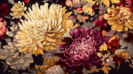 Floral background of dahlia flowers, generative AI.の素材