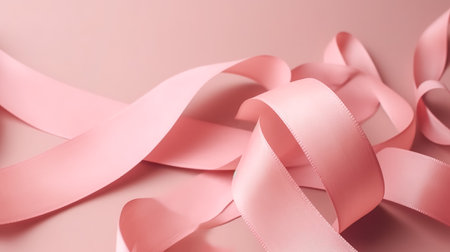 Pink ribbon on a pink background, generative AI.の素材