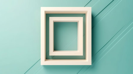 Empty frame on blue background, top view.の素材