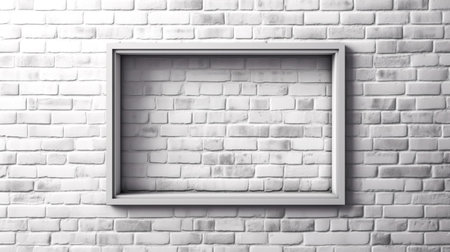 Frame picture frame on white brick wall.の素材