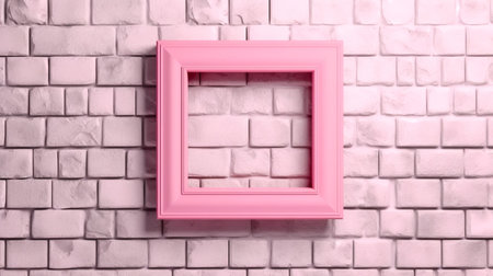 Frame picture frame on a pink brick wall.の素材