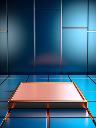 Minimal scene for products showcase on a blue background, promotion display.の素材