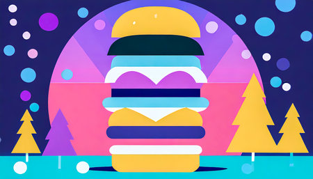 Creative illustration with burger in flat style.の素材