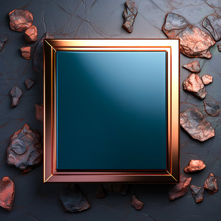 Geometric background with square in frame, glossy texture.の素材