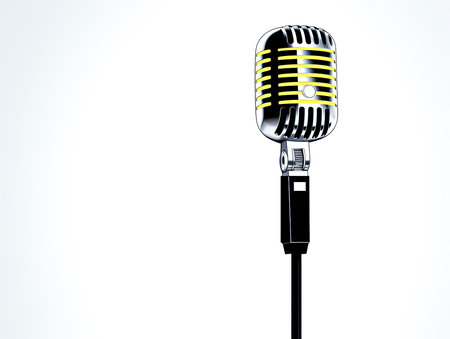 Retro style microphone isolated on white background.の素材