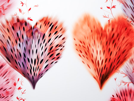 Set of Valentines day artistic hand drawn greeting card or background.の素材