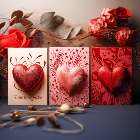 Set of Valentines day artistic hand drawn greeting card or background.の素材