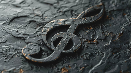 Texture black treble clef on a textured surface.の素材