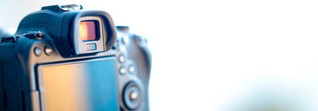 Part of a professional digital camera. Macro photo viewfinder and camera screen.