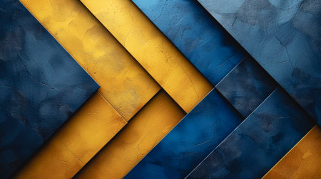 Abstract modern blue and yellow background with geometric shapes.の素材