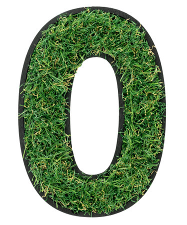 Letter O made of green grass isolated on white.の写真素材