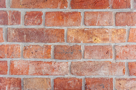 Detailed red brick wall background texture, copy space.の写真素材