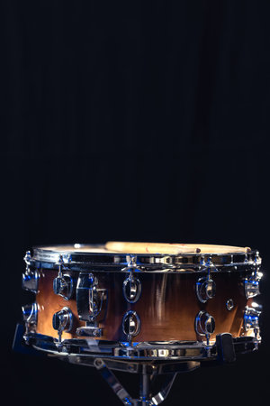 Drum close-up. Drumsticks with a drum.の写真素材