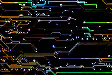 Background with a printed circuit board. The concept of modern technologies.