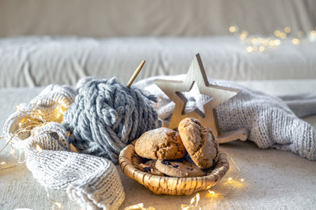Christmas composition with cookies. Christmas concept.の写真素材