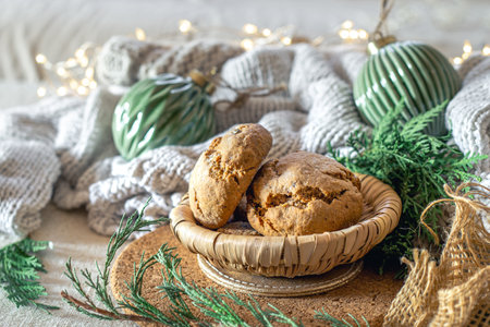 Christmas composition with cookies. Christmas concept.の写真素材