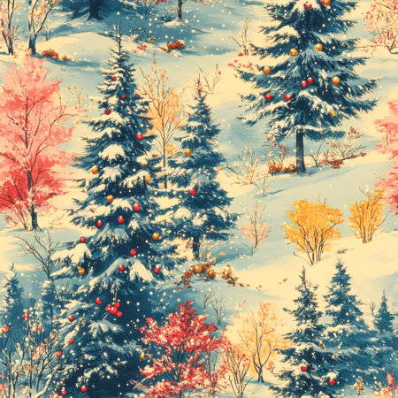 Vintage christmas trees in a seamless pattern. Christmas concept.の素材