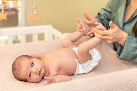 A young mother with a newborn baby. Newborn baby.の写真素材