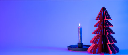 Neon Christmas winter background. Christmas concept.の写真素材