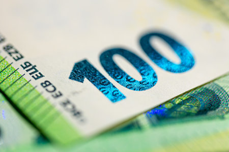 100 euro banknote close-up. Finance concept. Money background.の写真素材