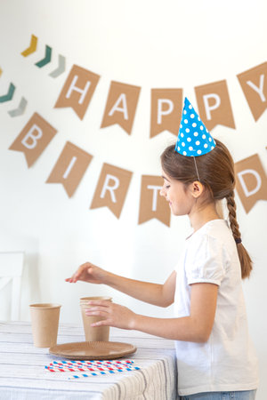 Birthday concept. Girl preparing for birthday.の写真素材
