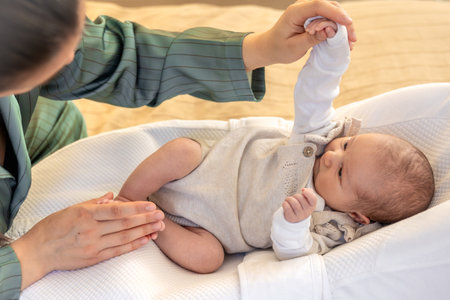 A young mother with a newborn baby. Newborn baby.の写真素材