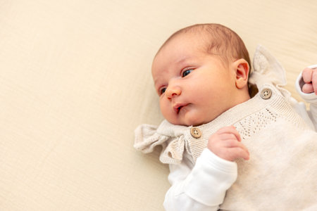 Newborn baby girl. Newborn baby close-up.の写真素材