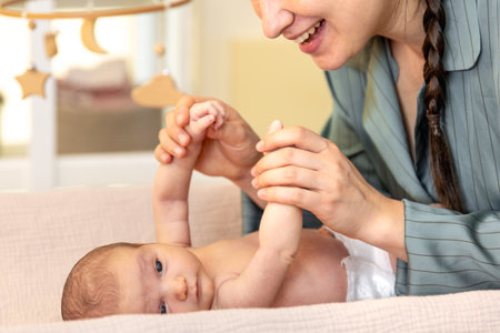 A young mother with a newborn baby. Newborn baby.の写真素材