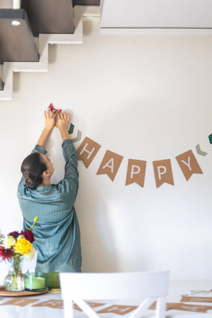 Birthday concept. A young woman is preparing for her birthday.