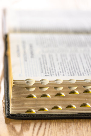 Bible close-up. Holy book Bible. Christianity, faith and religion concept.の写真素材