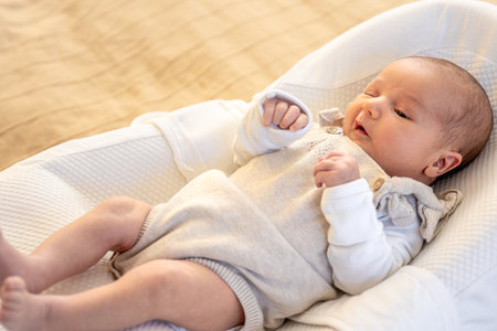 Newborn baby girl. Newborn baby close-up.の写真素材