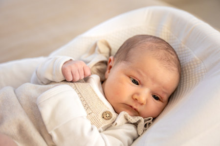 Newborn baby girl. Newborn baby close-up.の写真素材