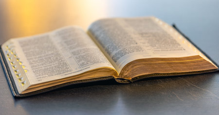 Bible close-up. Open holy book Bible. Christianity, faith and religion concept.