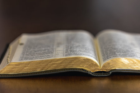 Bible close-up. Open holy book Bible. Christianity, faith and religion concept.